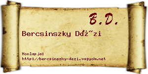 Bercsinszky Dézi névjegykártya